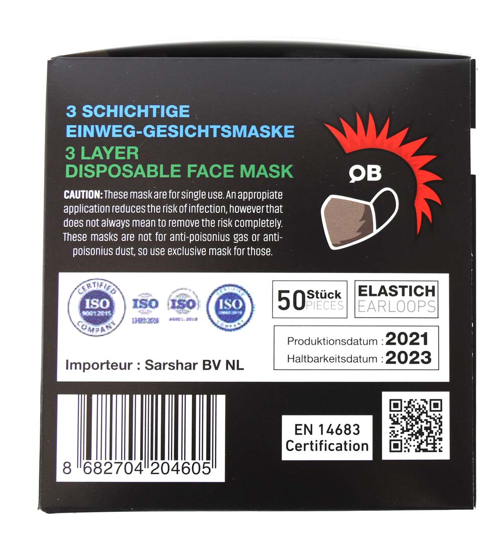 Mustad 3 kihilised maskid 50 tk (täiskasvanutele) - Pilt 2