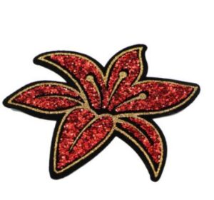 embleem punane sädelev lill 70x55 mm