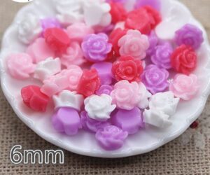 Värvilised akrüül roosid 5 mm, 100 tk