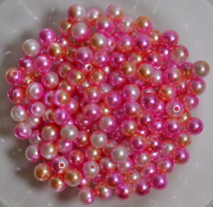 Akrüülpärlid 8 mm ca 190 tk  roosa kirjud