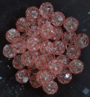 akrüülpärlid 12 mm ca 35 tk roosad tahulised/mõra effektiga