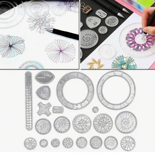 Spirograafia/mustri joonistamise komplekt 22 detaili - Pilt 3