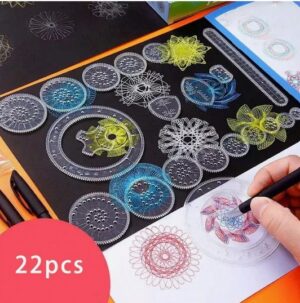 Spirograafia/mustri joonistamise komplekt 22 detaili