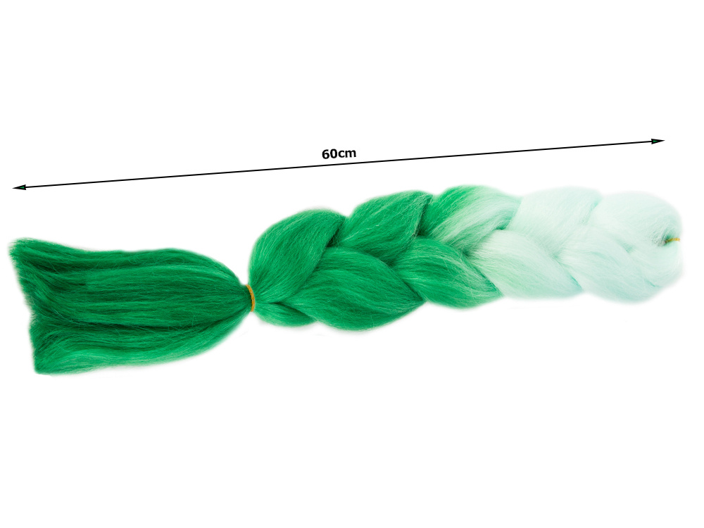 Kanekalon /tehispats/ 60 cm 50 g roheline 2 värvi - Pilt 2