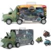 Dinosauruse veoauto koos kolme autoga