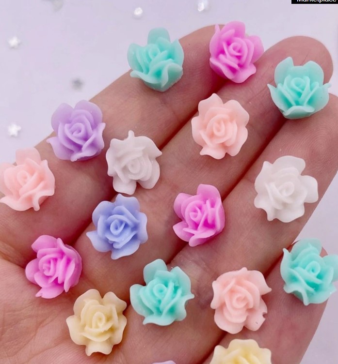 Akrüül roosid mix ca 10 mm, 50 tk