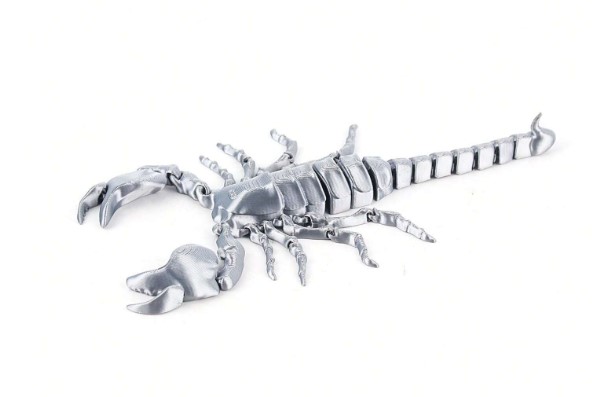 3D prinditud skorpion hõbedane 21x11 cm