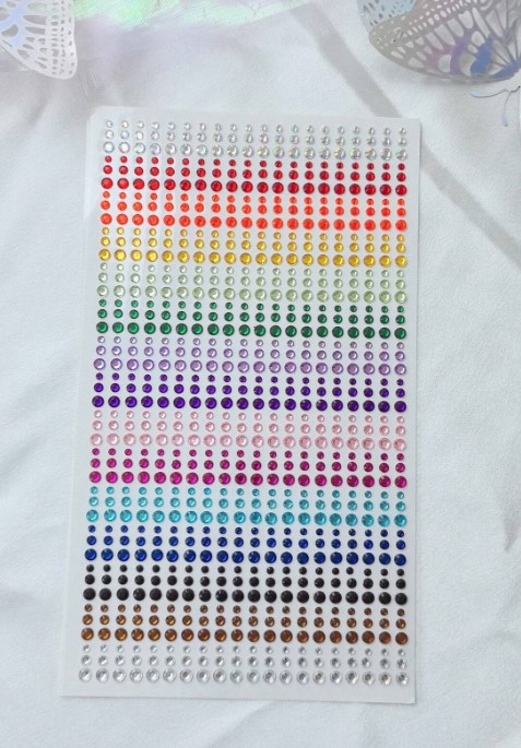Kleebiseleht Vikerkaar erinevate suuruste kristallsete kleebistega ca 10x20 cm - Pilt 2