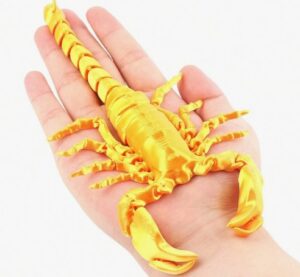 3D prinditud skorpion kollane 21x11 cm