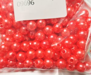 Akrüülpärlid 8 mm ca 150 tk helepunased