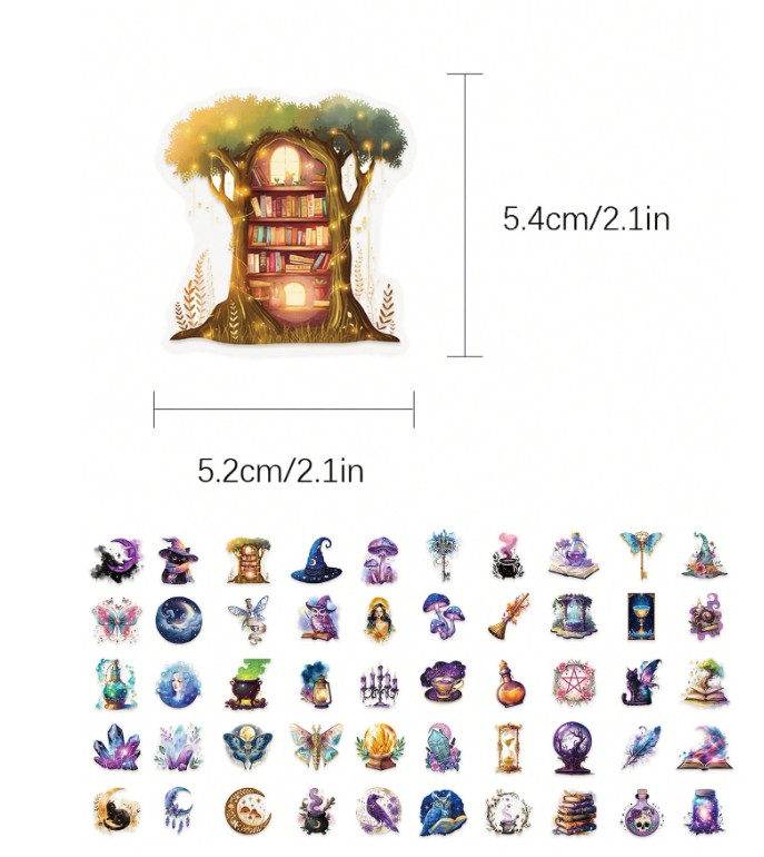 Kleebised 50 tk pakis maagiline ca 5,5 cm - Pilt 2