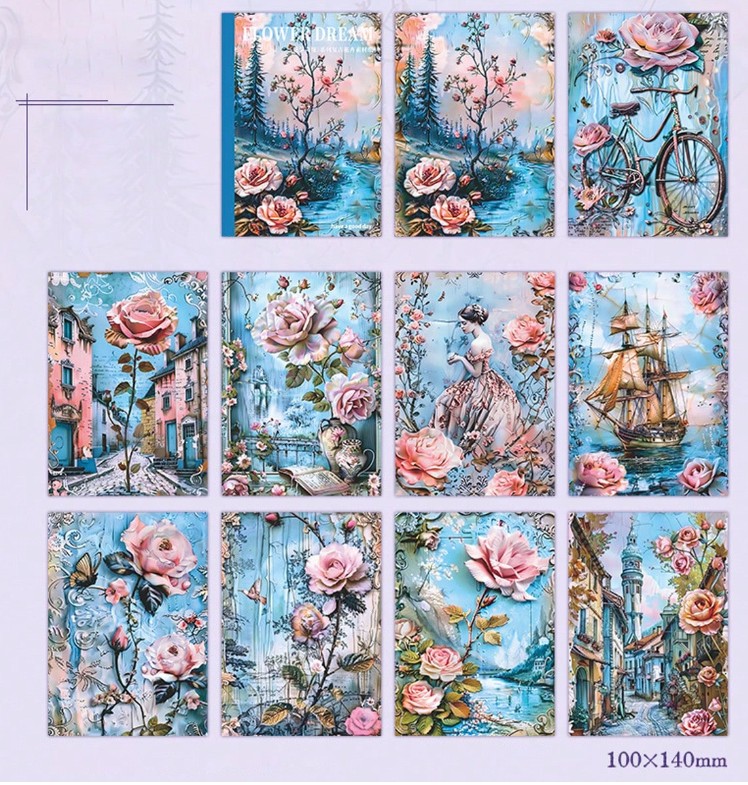 Disainpaberid retro Sinine roos 30 tk