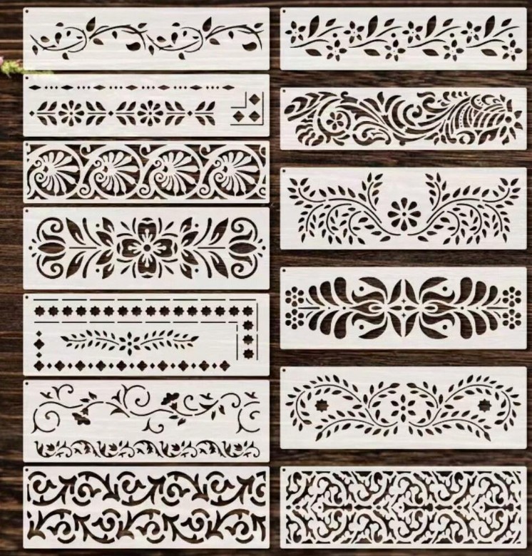 Šabloonid 13 tk ca10x30 cm mustrid