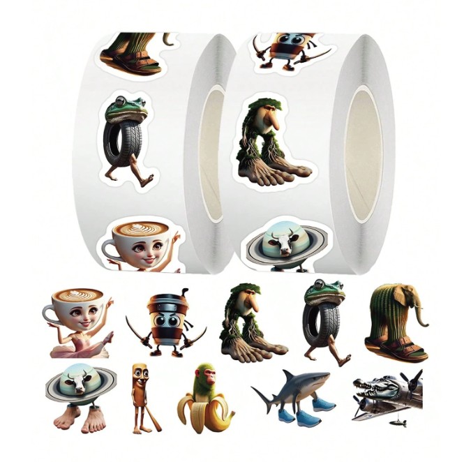 Kleebiserull kleebised 500 tk 2,5 cm Tung Tung Tung