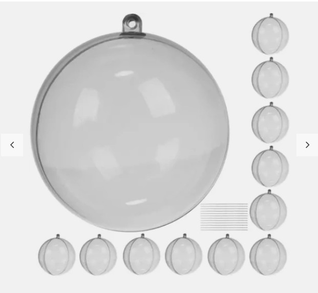 Kaunistus Läbipaistev plastikkuul /meisterdamiseks/ 12 tk 8 cm