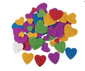Pehmed südame kleebised glitteriga 60 tk pakis