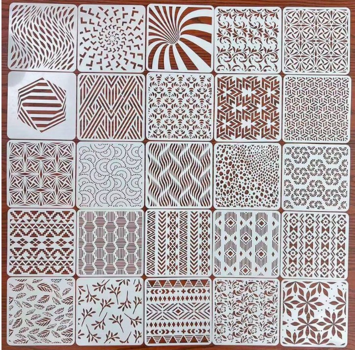 Šabloonid 25 tk mustrid 15x15 cm