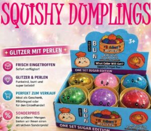 Squishi/stressipall Dumpling glitter pelmeen (juhuslik värv) 10 cm